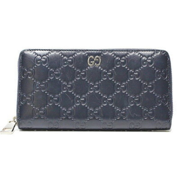 Gucci Zip Blue Zip Navy ssima GG leather Wallet - Picture 1 of 4